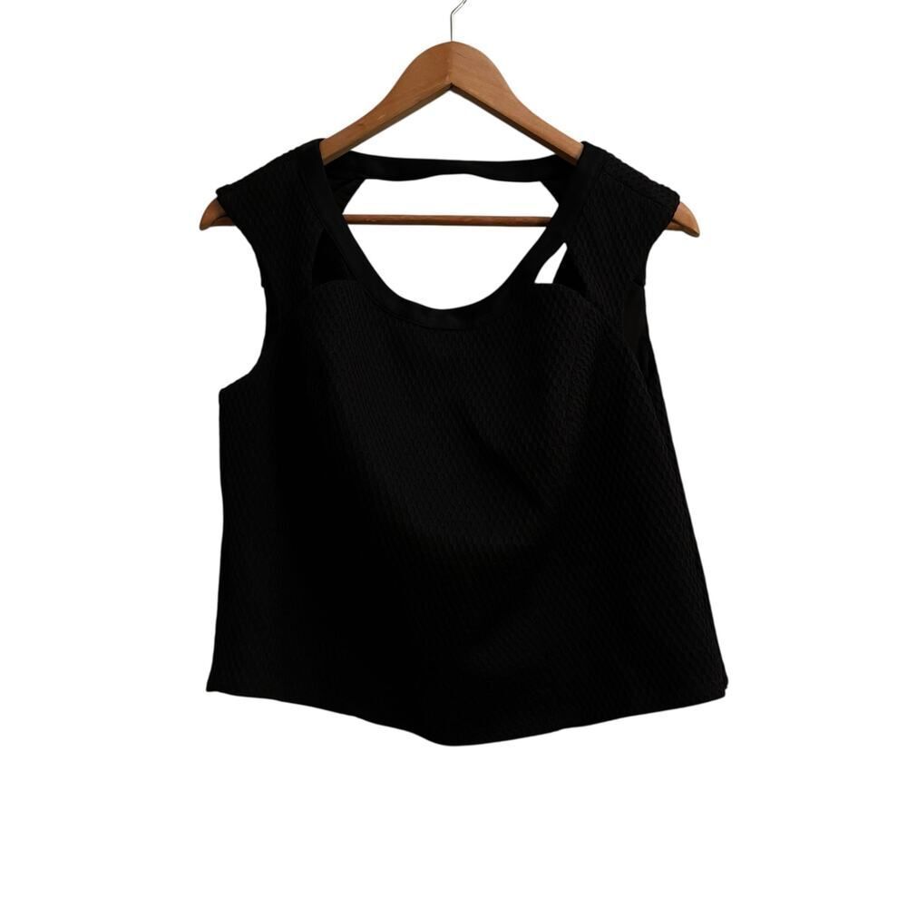 A.B.S. Collection Black Textured Stretch Top 1X NWT Structured Chic Minimalist - Picture 4 of 7